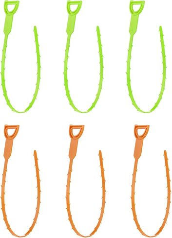 POPULO Drain Auger Kit, 25 Inch Hair Drain Clog Remover Tool, Drain Hair Remover Tool For Sewer, Toilet, Kitchen Sink, Bathroom Tub(6-Pack), Orange&Green PDAL12P9 in Kuwait