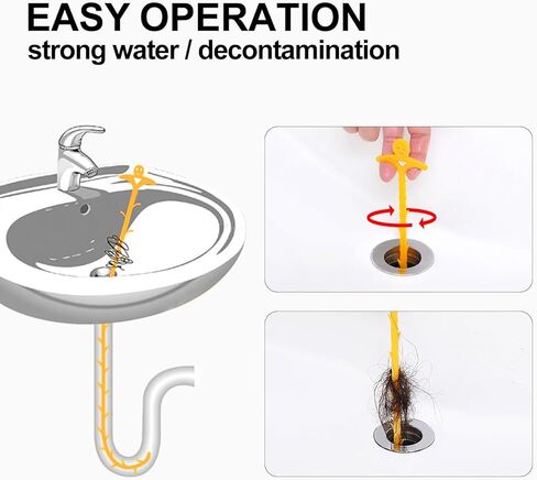 POPULO Drain Auger Kit, 25 Inch Hair Drain Clog Remover Tool, Drain Hair Remover Tool For Sewer, Toilet, Kitchen Sink, Bathroom Tub(6-Pack), Orange&Green PDAL12P9 in Kuwait