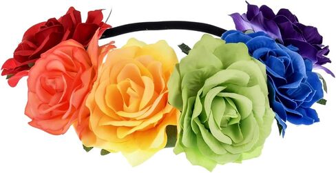 June Bloomy Rose Floral Crown Garland Flower Headband Headpiece for Wedding Festival in Saudi Arabia