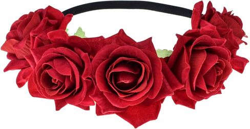 June Bloomy Rose Floral Crown Garland Flower Headband Headpiece for Wedding Festival in Saudi Arabia