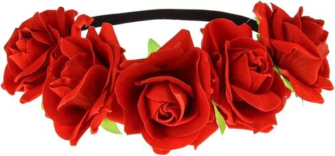 June Bloomy Rose Floral Crown Garland Flower Headband Headpiece for Wedding Festival in Saudi Arabia