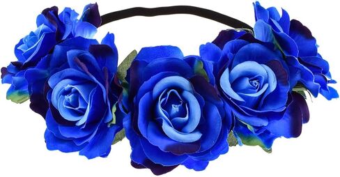 June Bloomy Rose Floral Crown Garland Flower Headband Headpiece for Wedding Festival in Saudi Arabia