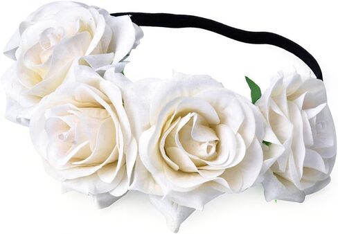 June Bloomy Rose Floral Crown Garland Flower Headband Headpiece for Wedding Festival in Saudi Arabia