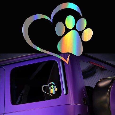 Heart with Dog PAW Puppy Love Footprint Vinyl Decals Bumper Stickers for Cars, Van, Trucks, Laptop (White, 4.33" x 3.66") (Color) in Saudi Arabia