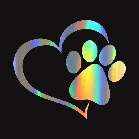 Heart with Dog PAW Puppy Love Footprint Vinyl Decals Bumper Stickers for Cars, Van, Trucks, Laptop (White, 4.33" x 3.66") (Color) in Saudi Arabia