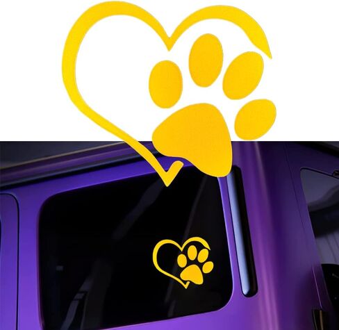 Heart with Dog PAW Puppy Love Footprint Vinyl Decals Bumper Stickers for Cars, Van, Trucks, Laptop (White, 4.33" x 3.66") (Color) in Saudi Arabia