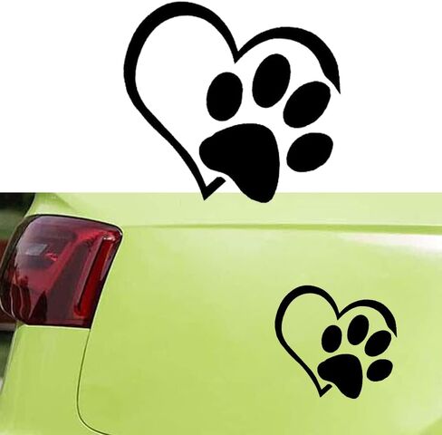 Heart with Dog PAW Puppy Love Footprint Vinyl Decals Bumper Stickers for Cars, Van, Trucks, Laptop (White, 4.33" x 3.66") (Color) in Saudi Arabia