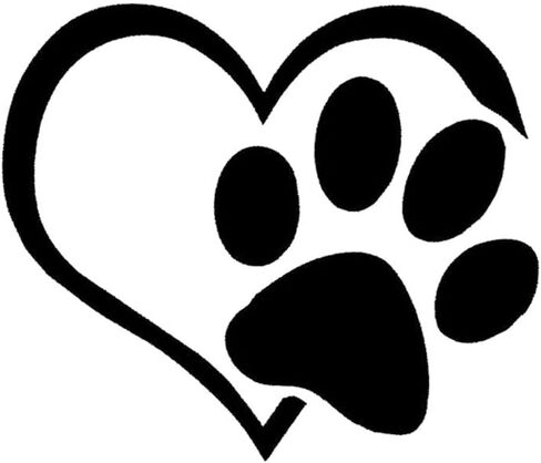Heart with Dog PAW Puppy Love Footprint Vinyl Decals Bumper Stickers for Cars, Van, Trucks, Laptop (White, 4.33" x 3.66") (Color) in Saudi Arabia