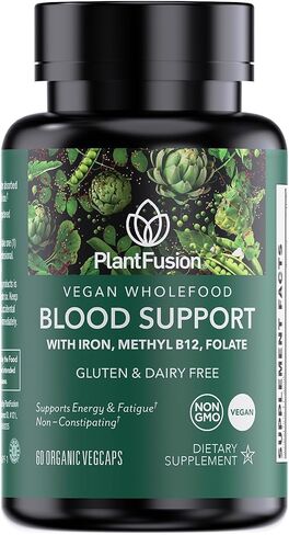 PlantFusion Vegan Iron Supplement for Women & Men - Gentle Plant-Based Iron with Vitamin C, Methyl B12, Folate - Non-Constipating, Wholefood Iron Pills for Energy, Anemia & Blood Support, 60 Capsules in Saudi Arabia