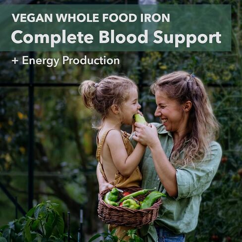 PlantFusion Vegan Iron Supplement for Women & Men - Gentle Plant-Based Iron with Vitamin C, Methyl B12, Folate - Non-Constipating, Wholefood Iron Pills for Energy, Anemia & Blood Support, 60 Capsules in Saudi Arabia