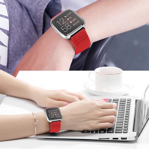 5 Pack Adjustable Elastic Watch Band Compatible with Fitbit Versa 2 Band Women Men, Soft Loop Stretchy Nylon Sport Straps Replacement Wristbands for Fitbit Versa 2/Versa/Versa Lite/Versa SE in Saudi Arabia