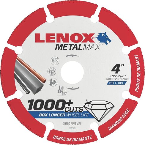 عجلة القطع المعدنية من Lenox Tools، حافة ماسية، 4 بوصة × 5/8 بوصة (1972920) in Saudi Arabia