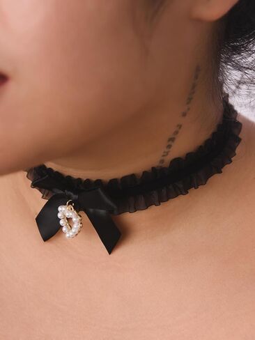 Sacina Heart Bow Choker, Bow Necklace, Heart Necklace, Vintage Necklace, Y2k Necklace, Christmas Gift for Women in Saudi Arabia