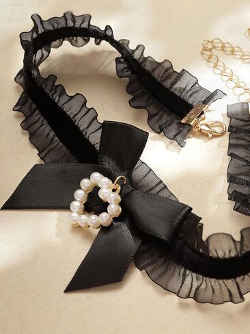Sacina Heart Bow Choker, Bow Necklace, Heart Necklace, Vintage Necklace, Y2k Necklace, Christmas Gift for Women in Saudi Arabia