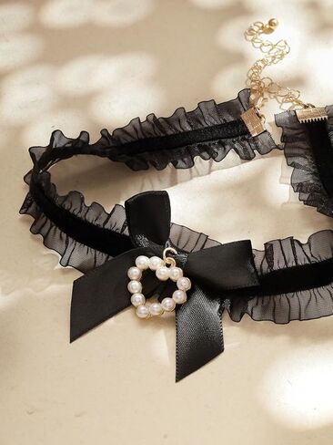 Sacina Heart Bow Choker, Bow Necklace, Heart Necklace, Vintage Necklace, Y2k Necklace, Christmas Gift for Women in Saudi Arabia