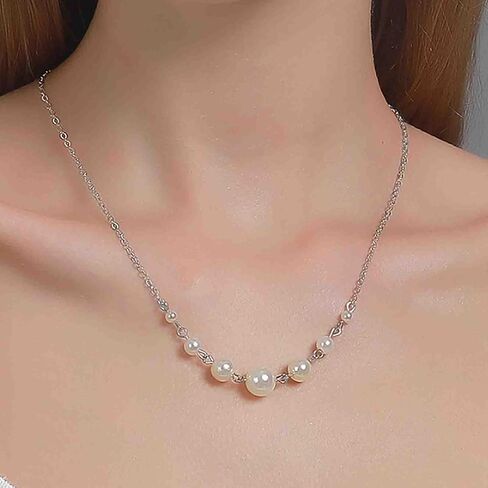 Vintage Floating Pearl Pendent Necklace White Pearl Choker Necklace Gold Pearl Chain Necklace Pearl Bead Necklace Jewelry for Women and Girls in Saudi Arabia