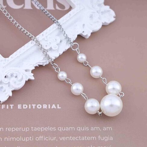 Vintage Floating Pearl Pendent Necklace White Pearl Choker Necklace Gold Pearl Chain Necklace Pearl Bead Necklace Jewelry for Women and Girls in Saudi Arabia