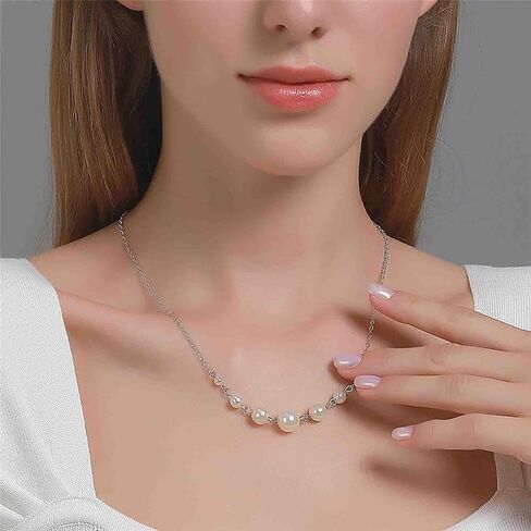 Vintage Floating Pearl Pendent Necklace White Pearl Choker Necklace Gold Pearl Chain Necklace Pearl Bead Necklace Jewelry for Women and Girls in Saudi Arabia
