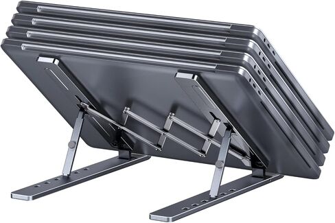 حامل كمبيوتر محمول قابل للتعديل، حامل كمبيوتر محمول من الألومنيوم للمكتب متوافق مع MacBook Air Pro وDell XPS وHP، وجميع أجهزة الكمبيوتر المحمولة مقاس 10-15.6 بوصة - رمادي in Kuwait