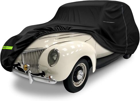 غطاء سيارة مقاوم للماء متوافق مع 1937-1948 Ford/Chvey Deluxe Custom/Coupe/Sedan، 300D أغطية السيارات الكلاسيكية لجميع الأحوال الجوية مع باب داخلي من القطن والسحاب للحماية من المطر الثلجي in Saudi Arabia