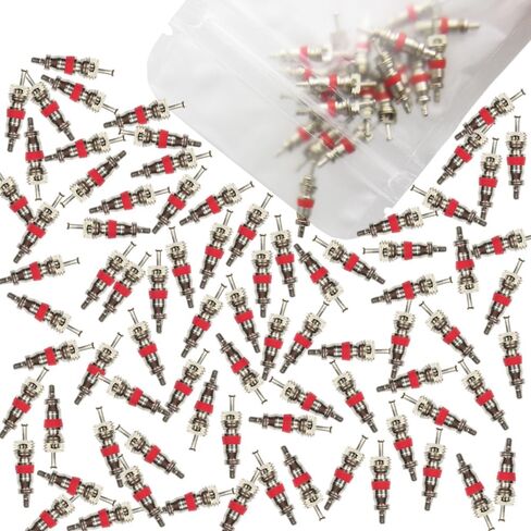 صمام الإطارات الممتاز من النحاس، 50 قطعة من النحاس العالمي لصمام شريدر ينبع النوى، استبدال صمام إصلاح الإطارات المطلي بالنيكل لمعظم السيارات والشاحنات والدراجات النارية in Kuwait