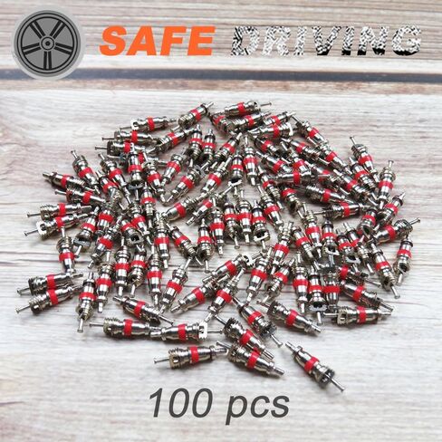 صمام الإطارات الممتاز من النحاس، 50 قطعة من النحاس العالمي لصمام شريدر ينبع النوى، استبدال صمام إصلاح الإطارات المطلي بالنيكل لمعظم السيارات والشاحنات والدراجات النارية in Kuwait