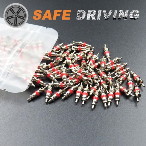 صمام الإطارات الممتاز من النحاس، 50 قطعة من النحاس العالمي لصمام شريدر ينبع النوى، استبدال صمام إصلاح الإطارات المطلي بالنيكل لمعظم السيارات والشاحنات والدراجات النارية in Kuwait