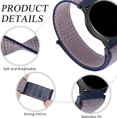 Meliya for Garmin Forerunner 165/245/55 Band, 20mm Nylon Replacement Band for Forerunner 55/158/165/245/645/Galaxy Watch 6/5/4/Vivoactive 3/5/Venu Sq Music in Saudi Arabia