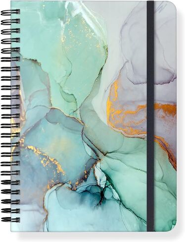 A5 Spiral Notebook，Hardcover Journal for Women,Notebooks for Women Men,6"x 8.5",80 Sheets College Ruled,Journal Notebooks for Work,Office,School Gifts 100gsm Paper Black Gold Liquid Marbling Pattern in Saudi Arabia