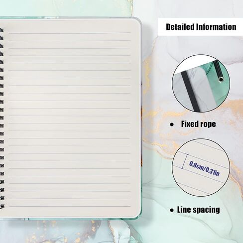 A5 Spiral Notebook，Hardcover Journal for Women,Notebooks for Women Men,6"x 8.5",80 Sheets College Ruled,Journal Notebooks for Work,Office,School Gifts 100gsm Paper Black Gold Liquid Marbling Pattern in Saudi Arabia