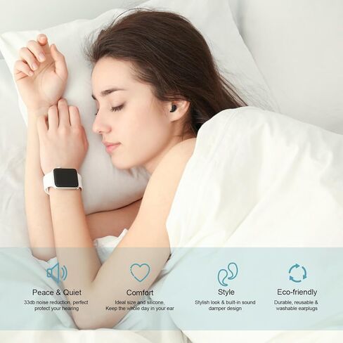Ear Plugs for Sleeping Noise Cancelling Silicone Earplugs Sound Damper, 4 Sizes in XS/S/M/L Washable Reusable Noise Reduction Earplugs –33dB for Sleep,Snoring,Work,Concerts,Studying,Flight in Saudi Arabia