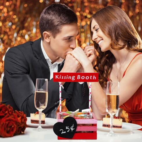 2 Pcs Valentine's Day Kissing Booth Stand Small Wooden Crate 5 x 3.13 x 2.63 Inch Mini Gradient Pink Tiered Tray Decor Valentine Table Decor for Storage Display Dining Table Home Decoration in Saudi Arabia