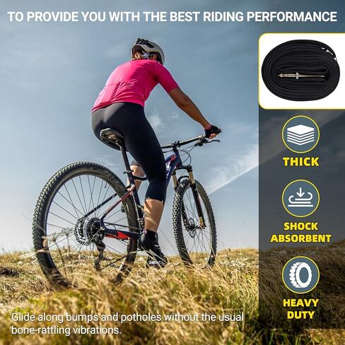 (6 عبوات) AR-PRO 26 بوصة، 27.5 بوصة، 29 بوصة × 1.75/1.95/2.10/2.125 أنابيب داخلية بديلة للإطارات لدراجات الطرق والدراجات الجبلية، صمام بريستا 42 مم ورافعتين للإطارات مجانًا in Kuwait