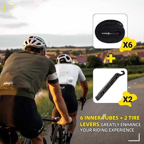 (6 عبوات) AR-PRO 26 بوصة، 27.5 بوصة، 29 بوصة × 1.75/1.95/2.10/2.125 أنابيب داخلية بديلة للإطارات لدراجات الطرق والدراجات الجبلية، صمام بريستا 42 مم ورافعتين للإطارات مجانًا in Kuwait