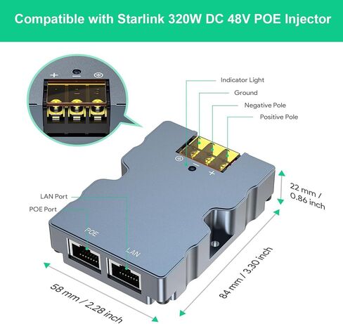 محول EDUP Starlink DC Step UP من 12 فولت إلى 48 فولت 6 أمبير 288 وات لحاقن Starlink PoE 320 وات مع علبة من الألومنيوم، يعمل من أجل Starlink عالي الأداء/Starlink Flat عالي الأداء in Kuwait