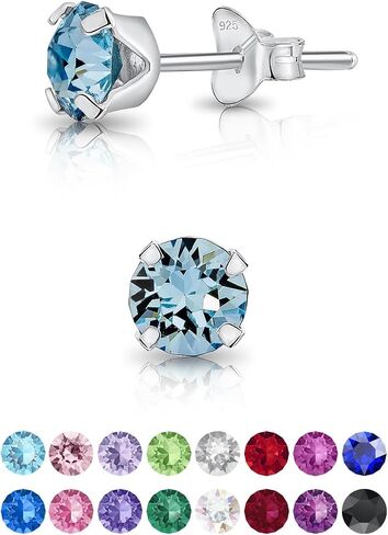 925 Sterling Silver SMALL Round Stud Earrings made with Crystals from Swarovski Elements - Diameter: 5 mm in Saudi Arabia