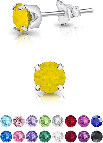 925 Sterling Silver SMALL Round Stud Earrings made with Crystals from Swarovski Elements - Diameter: 5 mm in Saudi Arabia