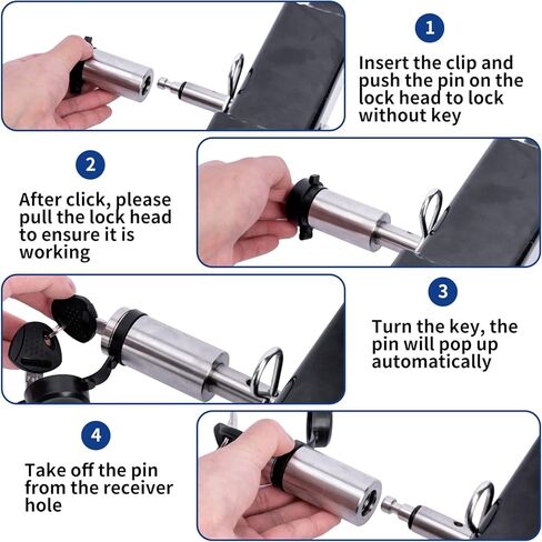 METOWARE Heavy Duty Stainless Steel Hitch Lock, 5/8" Dia 4" Long Trailer Hitch Lock with Clip Fits Class III IV V 2", 2-1/2" & 3" Hitches, Locking Hitch Pin with O-Rings for Trailer Truck Car Boat in Saudi Arabia