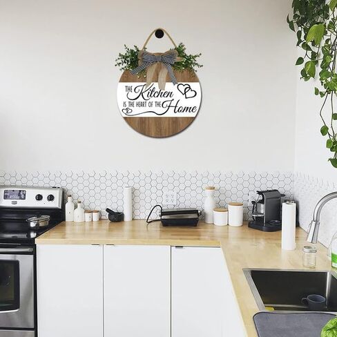 Kitchen Decor Rustic Farmhouse Kitchen Wall Decor The Heart of The Home Kitchen Sign with Wreaths for Home Dining Room Kitchen Decoration 12inch in Saudi Arabia