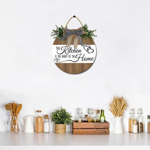 Kitchen Decor Rustic Farmhouse Kitchen Wall Decor The Heart of The Home Kitchen Sign with Wreaths for Home Dining Room Kitchen Decoration 12inch in Saudi Arabia