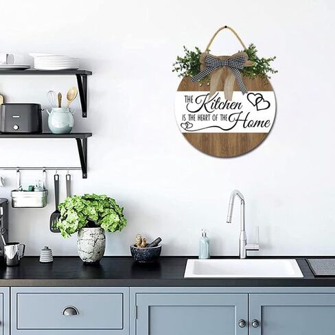 Kitchen Decor Rustic Farmhouse Kitchen Wall Decor The Heart of The Home Kitchen Sign with Wreaths for Home Dining Room Kitchen Decoration 12inch in Saudi Arabia