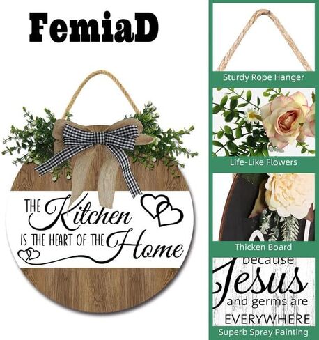 Kitchen Decor Rustic Farmhouse Kitchen Wall Decor The Heart of The Home Kitchen Sign with Wreaths for Home Dining Room Kitchen Decoration 12inch in Saudi Arabia