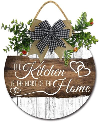 Kitchen Decor Rustic Farmhouse Kitchen Wall Decor The Heart of The Home Kitchen Sign with Wreaths for Home Dining Room Kitchen Decoration 12inch in Saudi Arabia