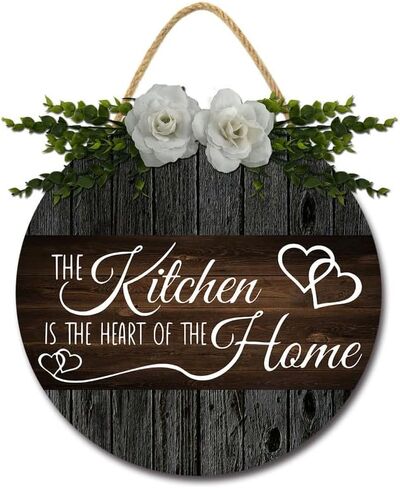 Kitchen Decor Rustic Farmhouse Kitchen Wall Decor The Heart of The Home Kitchen Sign with Wreaths for Home Dining Room Kitchen Decoration 12inch in Saudi Arabia