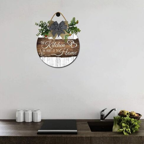 Kitchen Decor Rustic Farmhouse Kitchen Wall Decor The Heart of The Home Kitchen Sign with Wreaths for Home Dining Room Kitchen Decoration 12inch in Saudi Arabia
