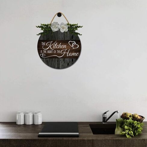 Kitchen Decor Rustic Farmhouse Kitchen Wall Decor The Heart of The Home Kitchen Sign with Wreaths for Home Dining Room Kitchen Decoration 12inch in Saudi Arabia