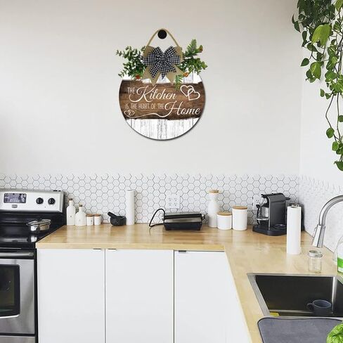 Kitchen Decor Rustic Farmhouse Kitchen Wall Decor The Heart of The Home Kitchen Sign with Wreaths for Home Dining Room Kitchen Decoration 12inch in Saudi Arabia