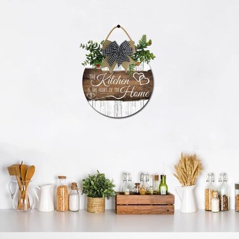 Kitchen Decor Rustic Farmhouse Kitchen Wall Decor The Heart of The Home Kitchen Sign with Wreaths for Home Dining Room Kitchen Decoration 12inch in Saudi Arabia