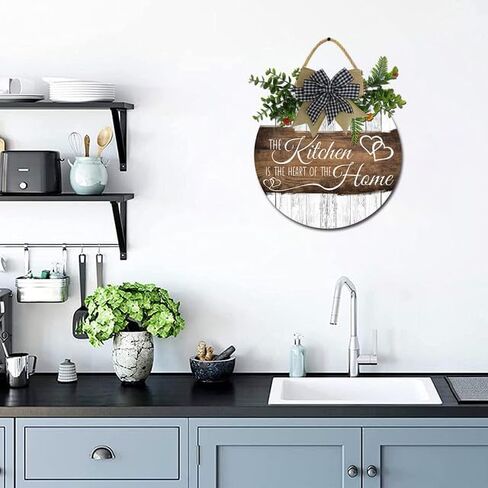 Kitchen Decor Rustic Farmhouse Kitchen Wall Decor The Heart of The Home Kitchen Sign with Wreaths for Home Dining Room Kitchen Decoration 12inch in Saudi Arabia