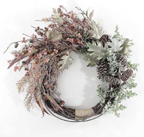 SAFAVIEH Home Collection 24-inch Decorative Artificial Berry & Eucalyptus Semi-Wreath (Fully Assembled) in Kuwait